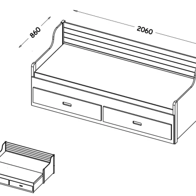 Rozkládací dětská postel 80x200 ETOKA - antracit