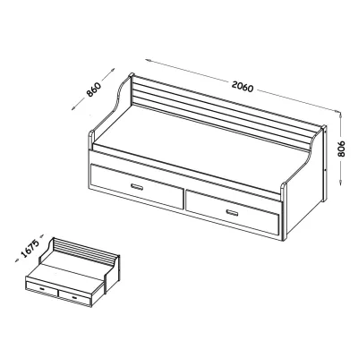 Rozkládací dětská postel 80x200 ETOKA - antracit