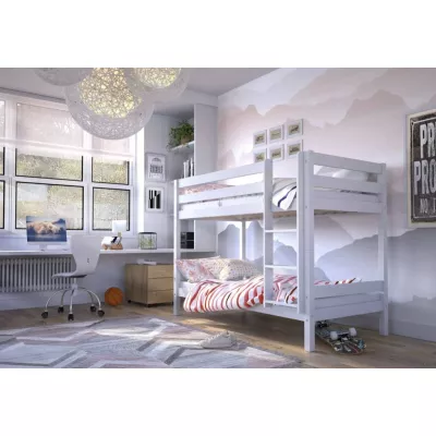 Dětská patrová postel 90x190 ELONDA - bílá borovice