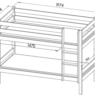 Dětská patrová postel 90x190 ELONDA - antracit
