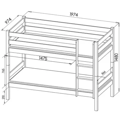 Dětská patrová postel 90x190 ELONDA - antracit