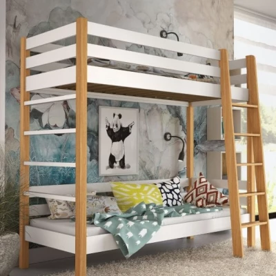 Patrová postel pro děti 90x190 CORNA - dub / bílá