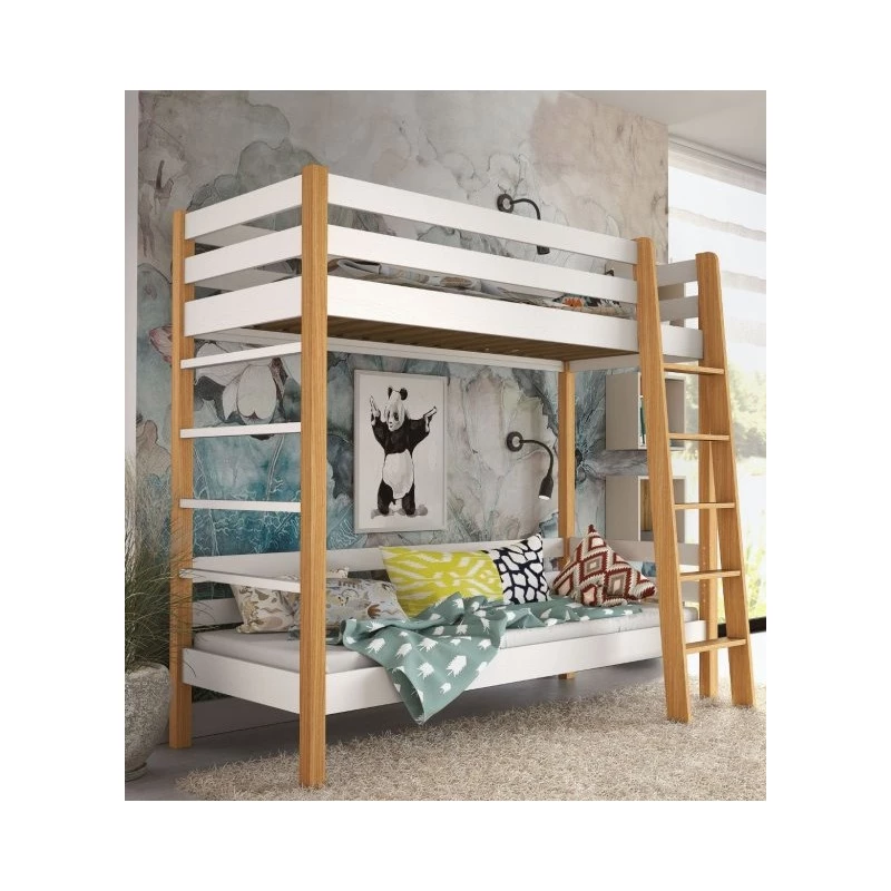 Patrová postel pro děti 90x190 CORNA - dub / bílá