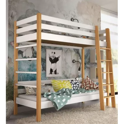 Patrová postel pro děti 90x190 CORNA - dub / bílá