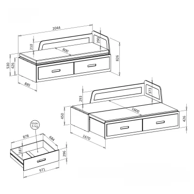 Rozkládací dětská postel 80x200 FRANKLYN - antracit