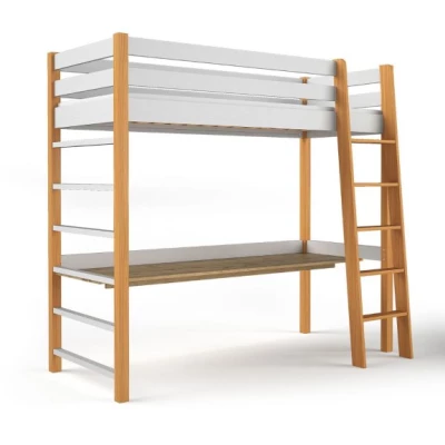 Dětská vyvýšená postel 80x190 GOLDBORO - dub / bílá