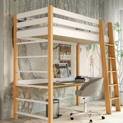 Dětská vyvýšená postel 80x190 GOLDBORO - dub / bílá