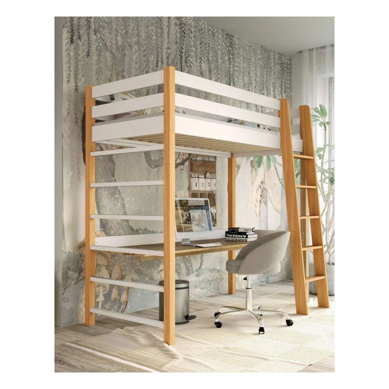 Dětská vyvýšená postel 80x190 GOLDBORO - dub / bílá