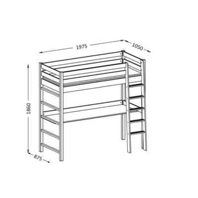 Dětská vyvýšená postel 80x190 GOLDBORO - dub / bílá