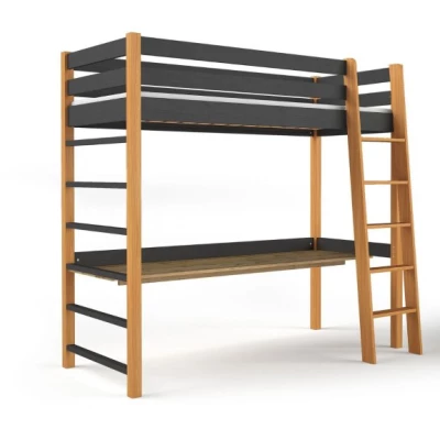 Dětská vyvýšená postel 80x190 GOLDBORO - dub / černá