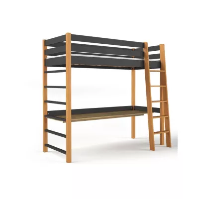 Dětská vyvýšená postel 80x190 GOLDBORO - dub / černá
