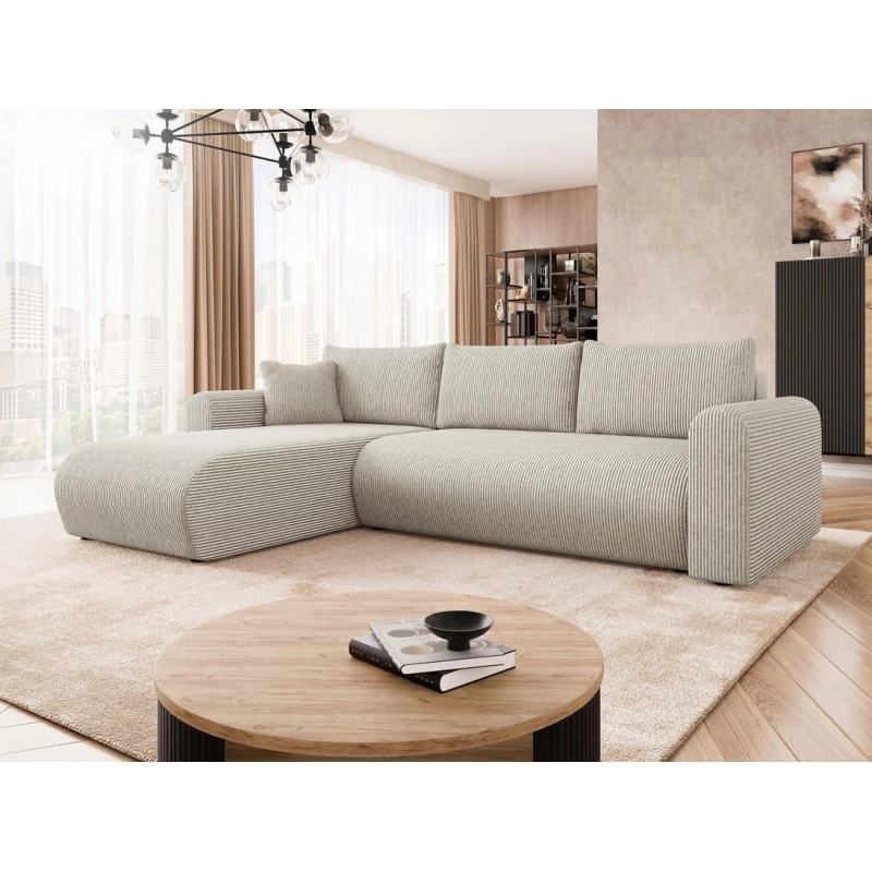 Rozkládací sedačka s úložným prostorem MANASSAS - špinavá bílá