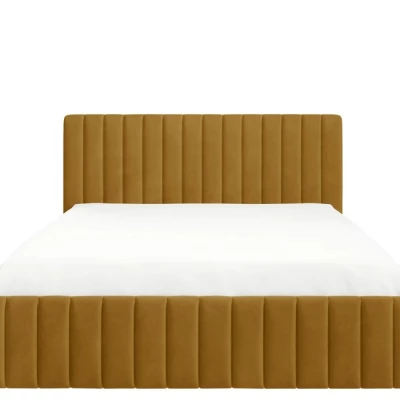 Manželská postel s úložným prostorem 140x200 ONANCOK 1 - hořčicová