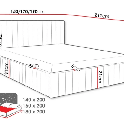 Manželská postel s úložným prostorem 140x200 ONANCOK 1 - špinavá růžová