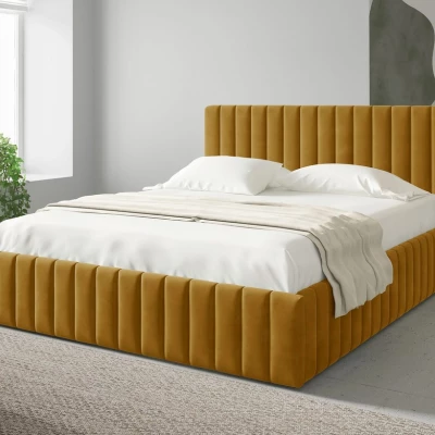 Manželská postel s úložným prostorem 180x200 ONANCOK 1 - hořčicová