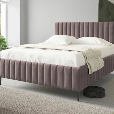 Dvojlůžková postel s úložným prostorem 180x200 ONANCOK 2 - špinavá růžová