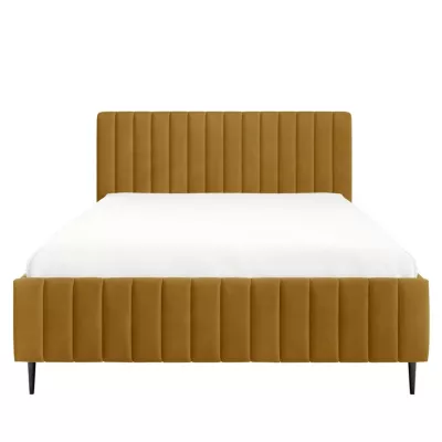 Dvojlůžková postel s úložným prostorem 180x200 ONANCOK 2 - hořčicová