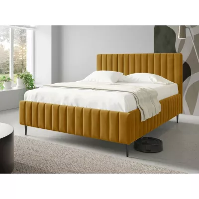 Dvojlůžková postel s úložným prostorem 160x200 ONANCOK 2 - hořčicová