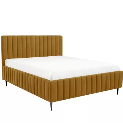 Dvojlůžková postel s úložným prostorem 160x200 ONANCOK 2 - hořčicová