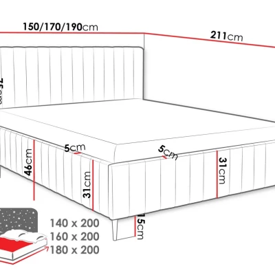 Dvojlůžková postel s úložným prostorem 180x200 ONANCOK 2 - modrá
