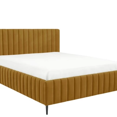 Dvojlůžková postel s úložným prostorem 140x200 ONANCOK 2 - hořčicová