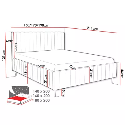 Dvojlůžková postel s úložným prostorem 160x200 ONANCOK 2 - latte