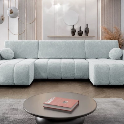 Rozkládací sedačka do tvaru U LEESBURG - světlá šedá 2