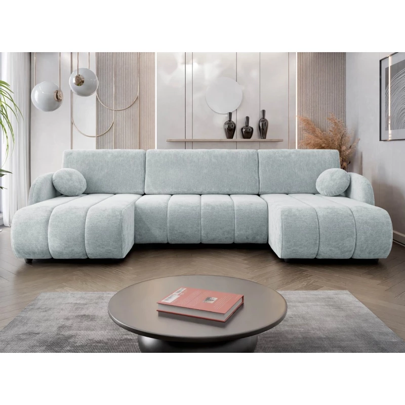 Rozkládací sedačka do tvaru U LEESBURG - světlá šedá 2