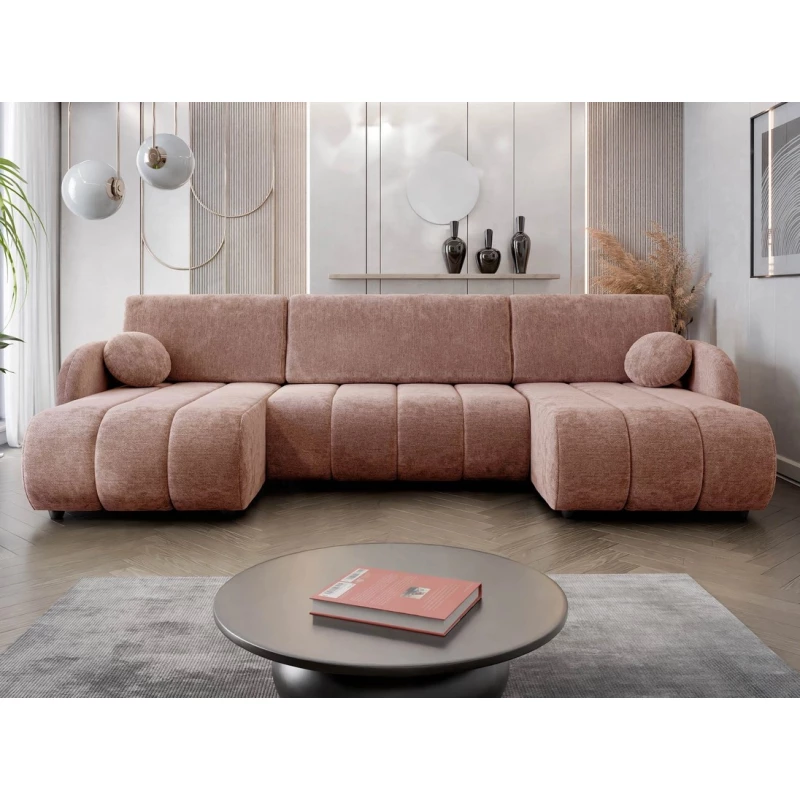 Rozkládací sedačka do tvaru U LEESBURG - růžová