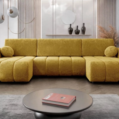 Rozkládací sedačka do tvaru U LEESBURG - hořčicová