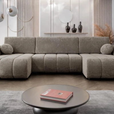 Rozkládací sedačka do tvaru U LEESBURG - hnědá