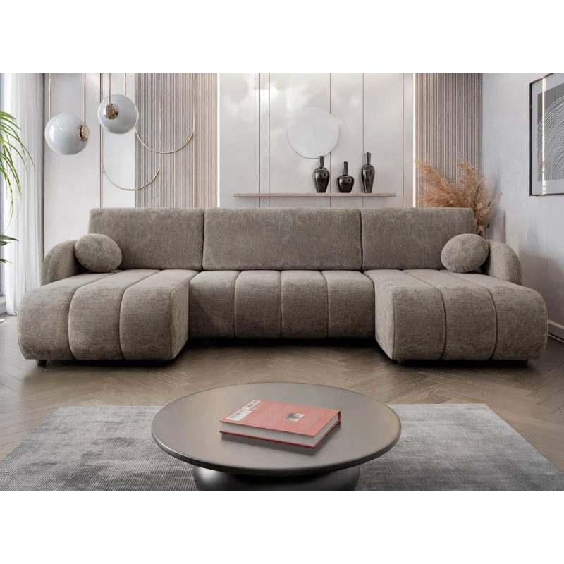 Rozkládací sedačka do tvaru U LEESBURG - hnědá