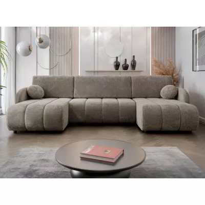 Rozkládací sedačka do tvaru U LEESBURG - hnědá