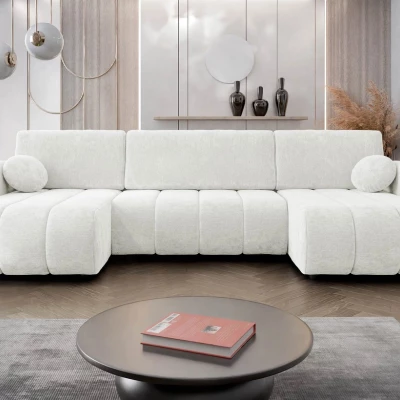 Rozkládací sedačka do tvaru U LEESBURG - krémová