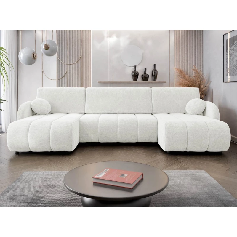 Rozkládací sedačka do tvaru U LEESBURG - krémová