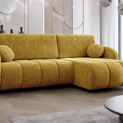 Rozkládací sedačka s úložným prostorem LEESBURG - hořčicová