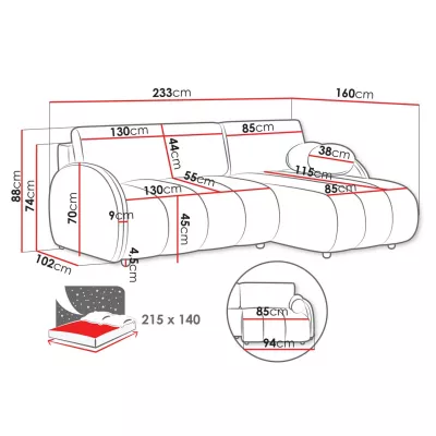 Rozkládací sedačka s úložným prostorem LEESBURG - hnědá