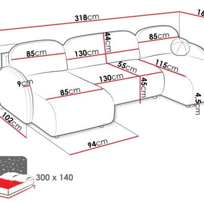 Rozkládací sedačka do tvaru U LACROSSE - hořčicová