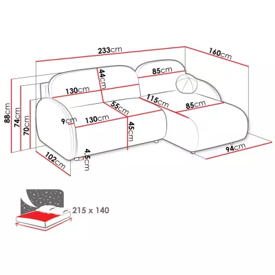 Rohová sedací souprava LACROSSE - tmavá šedá 1