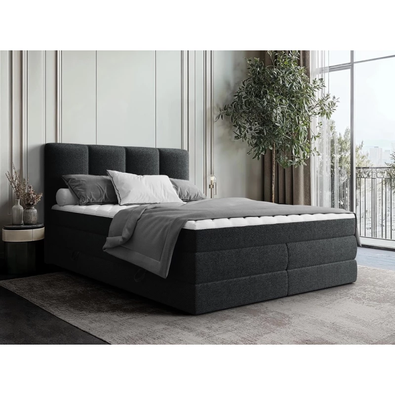 Boxspringová manželská postel 140x200 PULASKI - černá