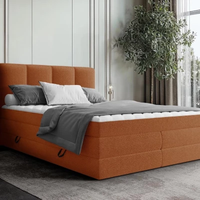 Boxspringová manželská postel 140x200 PULASKI - cihlová červená