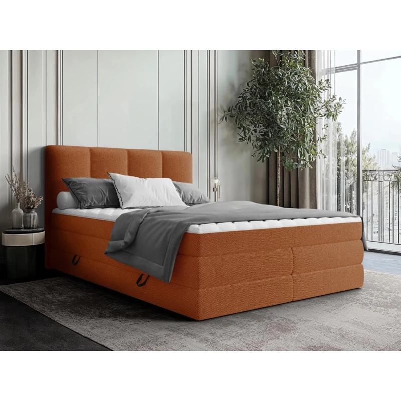 Boxspringová manželská postel 160x200 PULASKI - cihlová červená