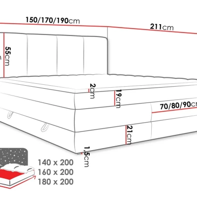 Boxspringová manželská postel 160x200 PULASKI - béžová