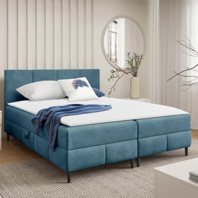 Hotelová manželská postel 140x200 NEWSOMS 2 - modrá + topper ZDARMA