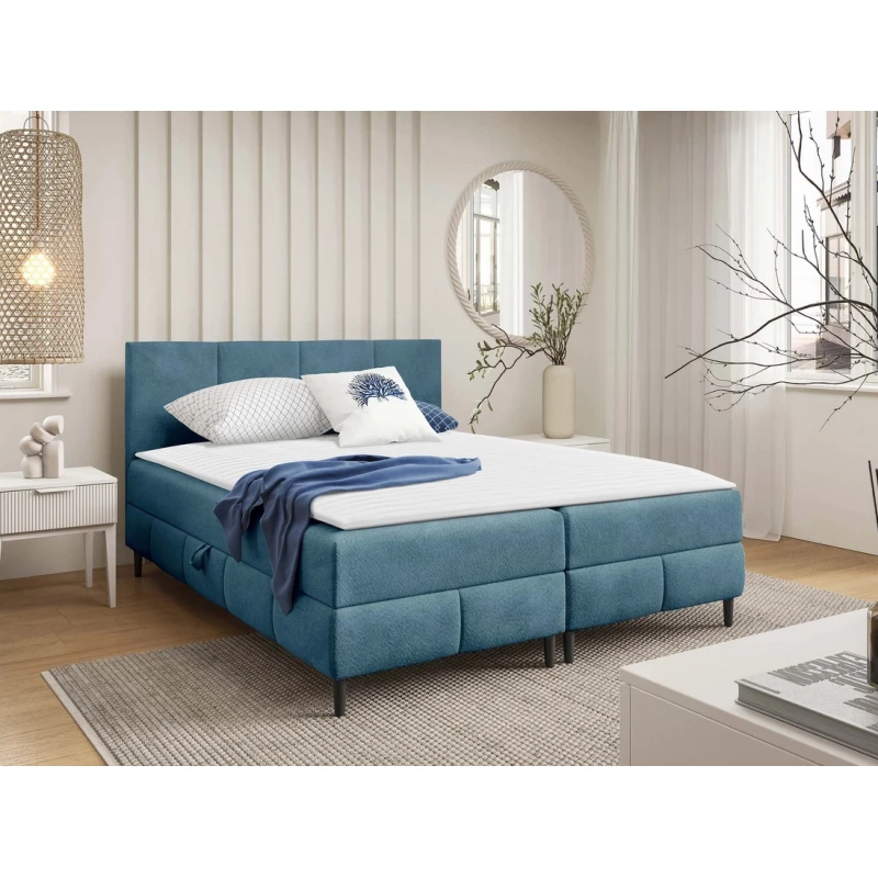 Hotelová manželská postel 180x200 NEWSOMS 2 - modrá + topper ZDARMA