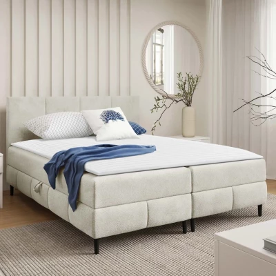 Hotelová manželská postel 180x200 NEWSOMS 2 - ecru + topper ZDARMA