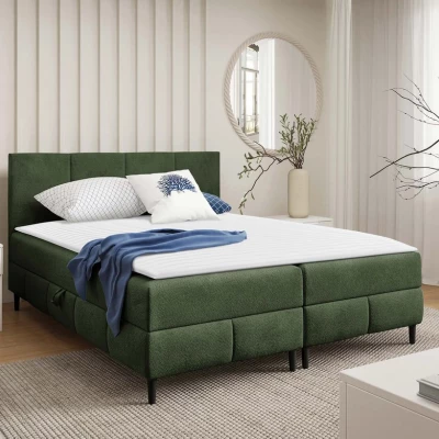 Hotelová manželská postel 140x200 NEWSOMS 2 - zelená + topper ZDARMA