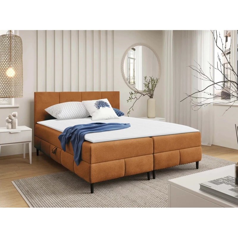 Hotelová manželská postel 160x200 NEWSOMS 2 - koňaková + topper ZDARMA