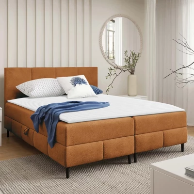 Hotelová manželská postel 200x200 NEWSOMS 2 - koňaková + topper ZDARMA