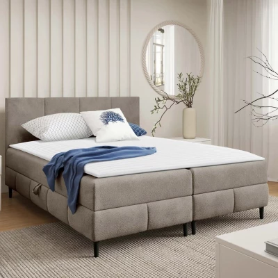 Hotelová manželská postel 160x200 NEWSOMS 2 - béžová + topper ZDARMA